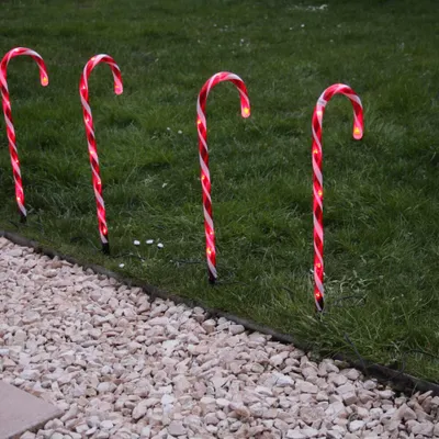 Produktbild von LED-Zuckerstangen 6 Stäbe mit Erdspieße Höhe 50/55 cm, 6/18 h A/A IP44