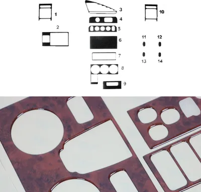 Obrázek produktu pro Interiér dekor kokpit pro Citroen Berlingo 1996-2003 vzhled dřeva 14ks