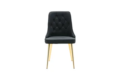Immagine prodotto di Sedia da pranzo VelvetDeluxe in velluto nero, decori in ottone.