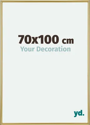 A product image showing a picture frame with text indicating its size and a logo.