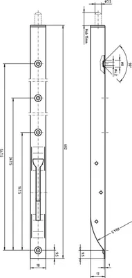 Zdjęcie produktu dla Klamka drzwi U-obudowa z dźwignią składaną 600 x 18 x 17 mm, skok 16, ocynkowana