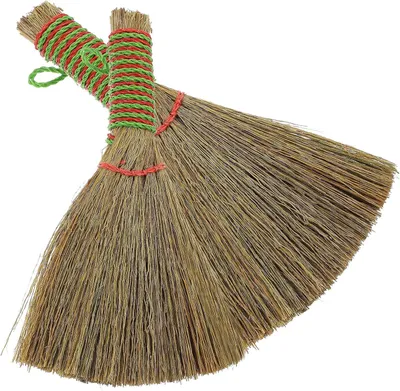 Produktbild von 2er-Pack Reisigbesen mit Stiel aus Miscanthus für den Haushalt