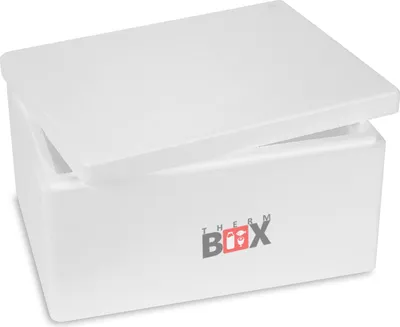 Produktbild von THERM-BOX Styroporbox 12W Innen: 34x23x15cm Wand: 3cm Volumen: 12,24L Isolierbox Kühlbox Warmhaltebox Wiederverwendbar