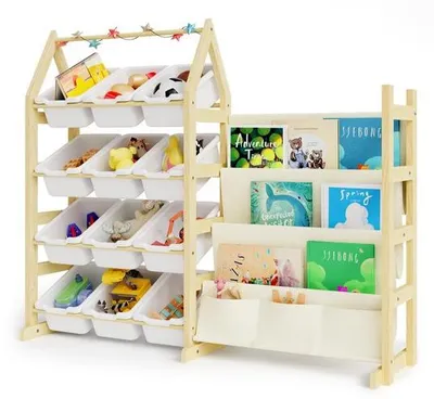 Immagine prodotto di Libreria-giocattolo in legno con 12 cassetti in legno, adatta ai bambini