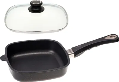 Zdjęcie produktu dla Patelnia kwadratowa LOTUS 29 cm odlew aluminiowy ze szklaną pokrywką