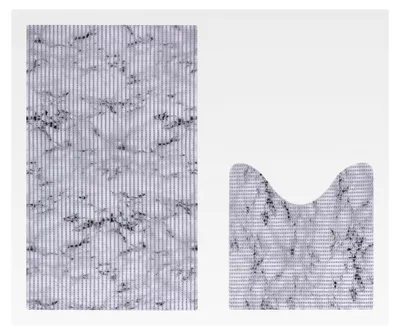 Produktbild von Badgarnitur 2-teilig - Marmor - Weichschaummatte (80x48cm / 48x48cm) - Badvorleger für das Badezimmer - Rutschfester Badteppich