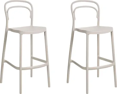 Produktbild von BELIANI Garten Barstühle 2er Set Beige Kunststoff Wetterfest Indoor Outdoor Modernes Design Minimalistischer Stil Barhocker