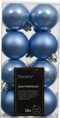 Productafbeelding van Kerstbal kunststof d4 cm sky blauw 16 st Decoris