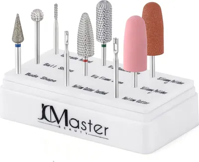 Produktbild von JCMASTER 9x Profi Nagelfräser Aufsätze Fusspflege Komplett Set - Für Gelnägel Acrylnägel - Diamant Hartmetall - Inkl Polierbit Halter Box - Fein Mittel Grob Stärke