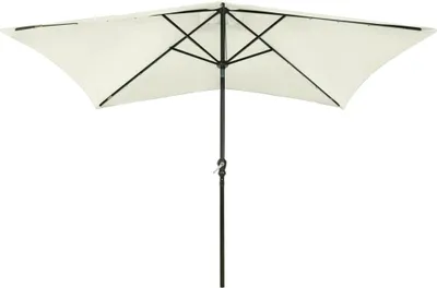 Image de vidaXL Parasol avec LED et mât en acier Blanc sable 2x3 m