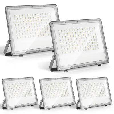 Image de Projecteurs LED Ikodm, 100W, IP65, en aluminium, pour l'extérieur et l'industrie, lumière blanche froide 6000K, lot de 5