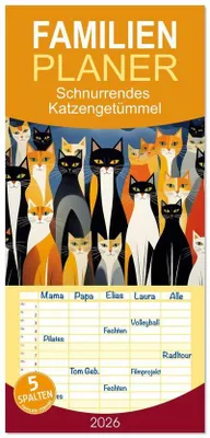 Produktbild von Familienplaner 2026 - Schnurrendes Katzengetümmel mit 5 Spalten (Wandkalender, 21 x 45 cm) CALVENDO