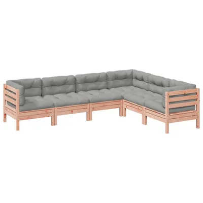 Produktbild von 6-tlg. Garten-Sofagarnitur mit Kissen Massivholz Douglasie