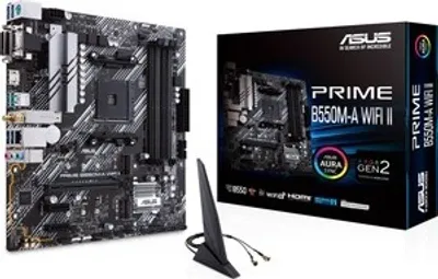 Produktbild von ASUS PRIME B550M-A WIFI II, AMD, Sockel AM4, AMD Ryzen 3000 Series, AMD Ryzen 5000 Series, Sockel AM4, DDR4-SDRAM, 128 GB