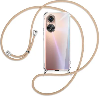 Produktbild von Handykette Backcover-Schutzhülle mit Band (Metall silberfarben) für Honor 50 (NTH-AN00) - beige