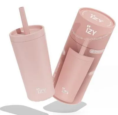 Produktbild von Thermobecher Tumbler 500ml Lachsfarben vakuumisoliert auslaufsicher mit Strohhalm BPA-frei