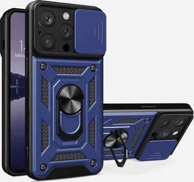Produktbild von Armor Handyhülle für Apple iPhone 16 Pro Kameraschutz Handy Panzer Case Cover Schutzhülle Outdoor Farbe: Blau