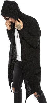 Produktbild von Red Bridge Herren Strickjacke Übergangsjacke Cardigan Asymmetric Long Cut Kapuze