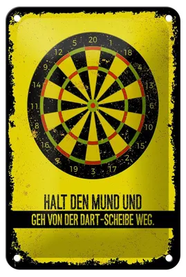 Produktbild von Blechschild Halt den Mund und geh vorm Dart weg, 18 x 12 cm, Blechschilder Spruch Sport Hobby
