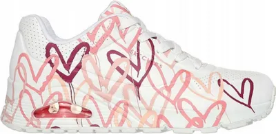 Produktbild von Skechers Uno Spread The Love White Durabuck/ Multi Pink Heart Print Größe EU 39