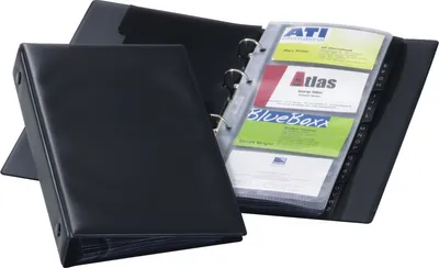 Produktbild von Visitenkartenringbuch Visifix Economy A5 für 200 Karten schwarz Packung mit 6 Stück