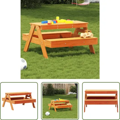 Produktbild von The Living Store Picknicktisch für Kinder Wachsbraun 88x97x52 cm Massivholz