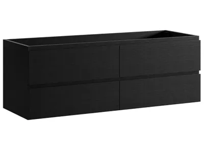 Produktbild von Waschbeckenunterschrank Angela 140cm - Schwarz Holz - Unterschrank Badmöbelset
