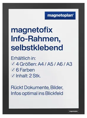 Produktbild von magnetoplan magnetofix Info-Rahmen selbstklebend, 2 Stk., Schwarz | A6