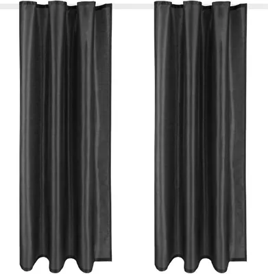 Image de lot de 2 rideaux opaques Alessia avec ruban universel 140x175cm noir