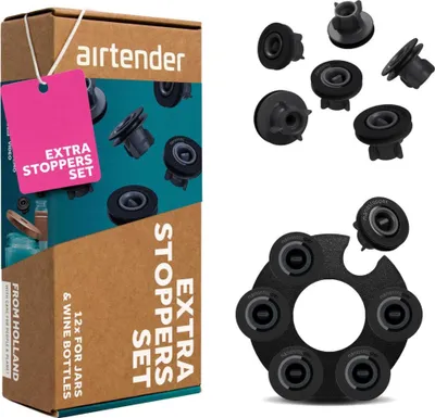 Produktbild von Airtender Set Extra Nanostopper, 12-tlg. Wein Vakuum Nanostopper