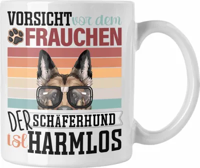 Produktbild von Trendation - Schäferhund Besitzerin Frauchen Tasse Geschenk Lustiger Spruch Geschenkidee Vorsicht Vor Dem Frauchen (Weiß)