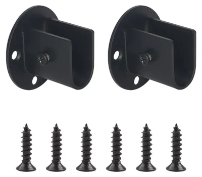 Flache Kleiderstangenhalter 2 Stück Edelstahl schwarz 15 mm