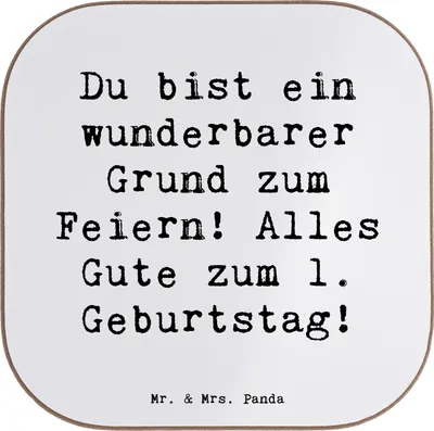 Produktbild von Mr. & Mrs. Panda Untersetzer Glas Spruch 1. Geburtstag Feiern - Weiß - Geschenk, Teeuntersetzer, Meilenstein, Tassenuntersetzer, Geburtstagsgeschenk, Babygeburtstag