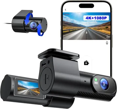 A dashcam and a smartphone displaying a road view are shown.