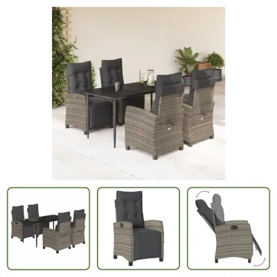 Produktbild von The Living Store 5-tlg. Garten-Essgruppe mit Kissen Grau Poly Rattan