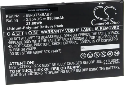 Produktbild von vhbw Akku kompatibel mit Samsung Galaxy Tab SM-T540, SM-T545, SM-T547, Active Pro, Active Pro 10.1 Tablet Pad (8800 mAh, 3,85 V, Li-Polymer)