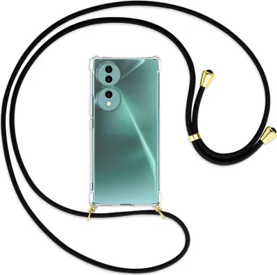 Produktbild von Handykette Backcover-Schutzhülle mit Band (Metall goldfarben) für Honor 70 5G (FNE-AN00, 6.67'') - schwarz