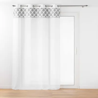 Gardine mit Ösen, 140 x 240 cm, weiß, Voile, Polyester