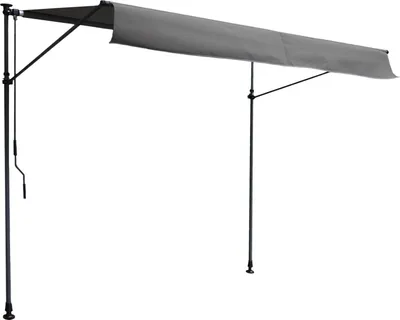 Image de Store banne pour balcon CHENE 3 × 1,2m - Toile anthracite et structure grise