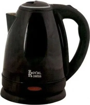A black electric kettle on a white background.