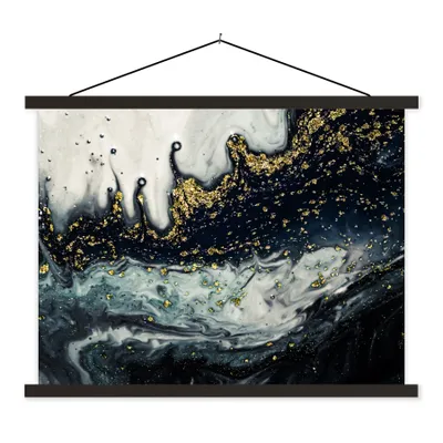 Produktbild von MuchoWow® Textilposter Marmor - Abstrakt - Gold - Luxus 150x113 cm mit holzfarbenen Rahmen - Poster