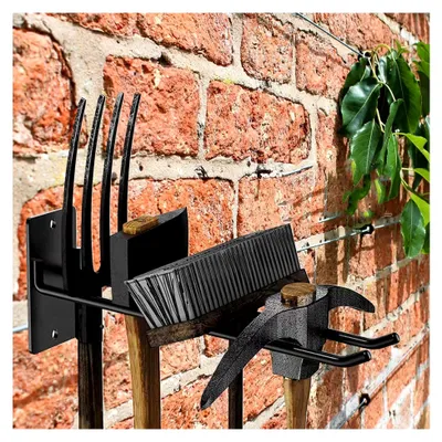 Produktbild von Werkzeuglagerregal - Gartenwerkzeugorganisator | An Der Wand Montierte Garagenwerkzeuge | Garage Storage Hakenbügel Für Schläuche, Gartenhacken, Rakesschaufeln, Besen, Rechen, Seile, Schläuche