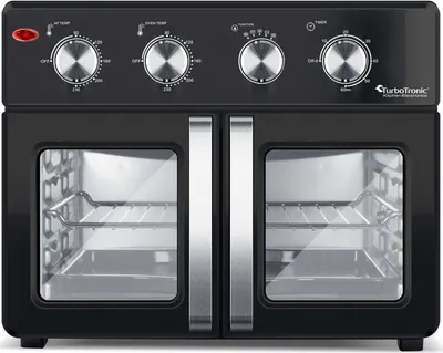 Produktbild von TurboTronic digitaler Heißluftofen XXL - AF32MFD - 32 Liter mit Drehspieß für Hähnchen 4in1 Mini Backofen & Power Heißluftfritteuse Airfryer ab 80°C Black