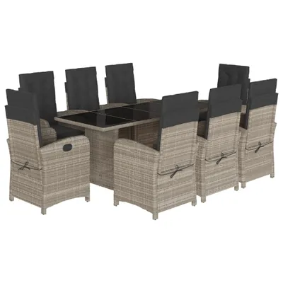 Immagine prodotto di vidaXL set da pranzo da giardino 9 pezzi con cuscini in rattan grigio chiaro