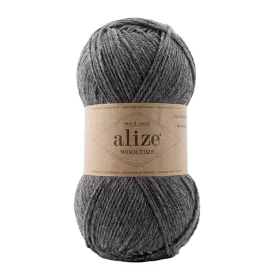100g Sockenwolle Alize Wooltime 182 dunkelgrau meliert