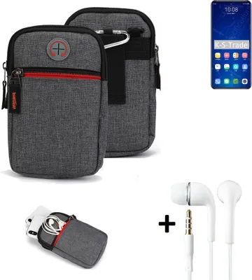 Produktbild von K-S-Trade Gürteltaasche + Kopfhörer kompatibel mit ZTE Axon 31 5G Handy Tasche Holster Schutz Hülle Handy Hülle grau Zusatzfächer 1x