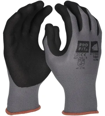 Nitril Handschuhe, "Ultra",gesandet, grau/schwarz 8 (Packung à 12 Paar)