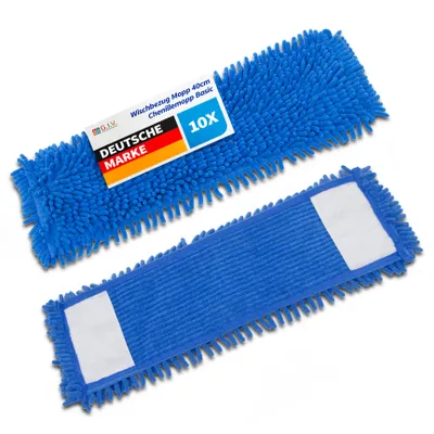 Produktbild von Chenillemopp Basic, 40 cm, blau, Wischbezug, Ersatzbezug, Mopp, Mikrofaser, 10 Stück, Wischmop