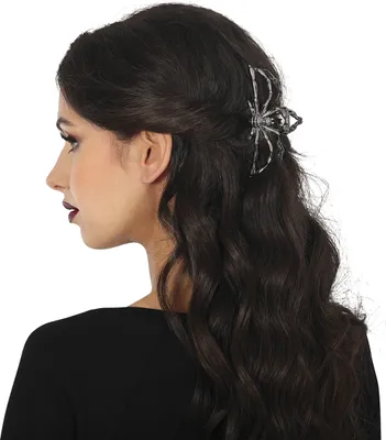 Produktbild von Skelett Spinnenhaarklammer Halloween Haarschmuck Gothic Haaraccessoire Gruselig Design, Farbe: Silber