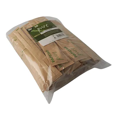 Produktbild von Löffel, Holz "pure" 16 cm einzeln verpackt in Papierbeutel